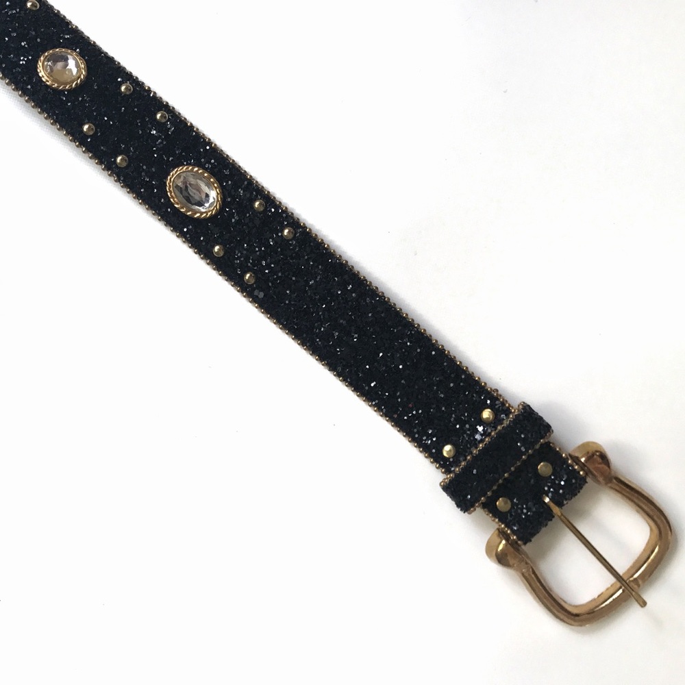 🇫🇷Vintage Elite Glitter Embellished Black Belt
